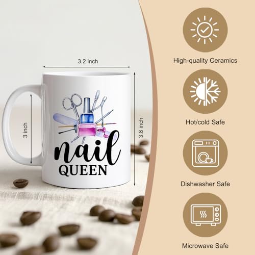 Gkodw White 11oz Double-Sided Nail Artist Mug - Funny Nail Technician Coffee Cup