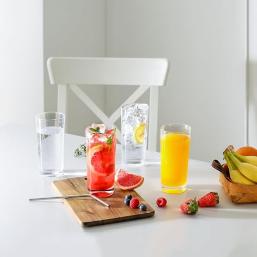 Highball Glasses Set of 6, 16oz Tall Drinking Glasses for Cocktails and Water