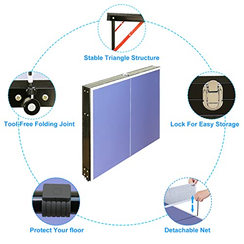 4.5ft Foldable Ping Pong Table Set - Portable Table Tennis with Net & Paddles