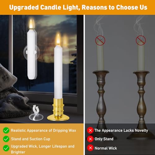 Verdenu 20 Pack Window Candles Battery Operated with Timer – 2 Remotes Included
