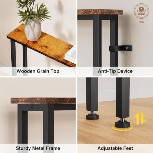 78-Inch Narrow Console Sofa Table with Built-in Power Outlets and USB Ports