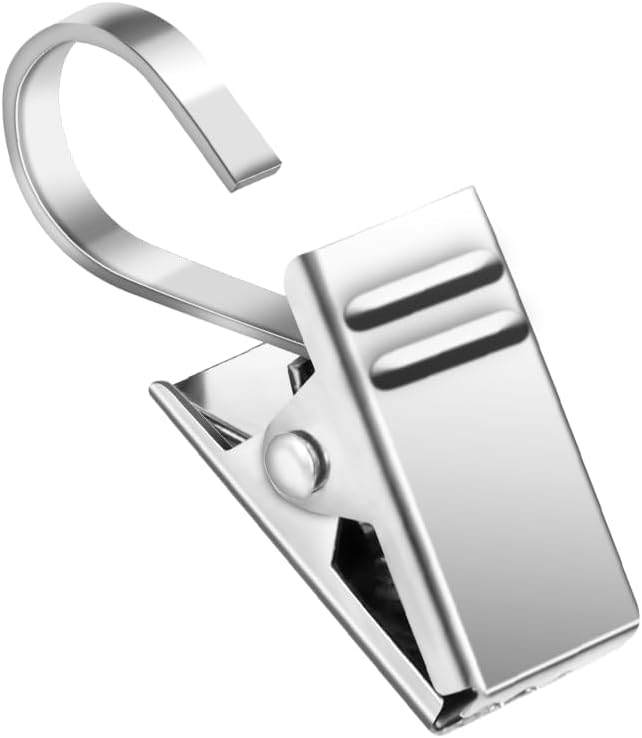 Teenitor Curtain Clips - 25 Pack Stainless Steel Hooks for Hanging Curtains & Decorations