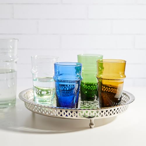 Handblown Moroccan Stackable Drinking Glasses, 11 oz - Set of 6