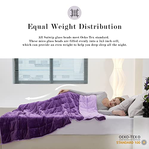 15lb Purple Weighted Blanket - Fuzzy Flannel & Soft Sanded, 48x72