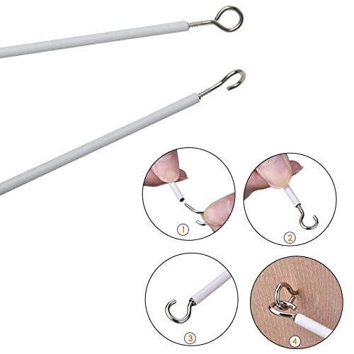 White Net Curtain Wire Kit - Adjustable Hanging Cable with Hooks and Eyes