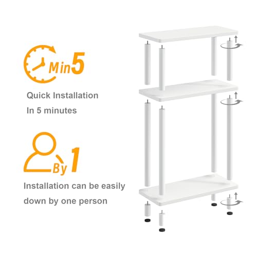 3-Tier Slim Narrow Side Table, Compact Wood End Table for Small Spaces