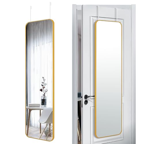 47x14 Full Length Mirror, Over-the-Door or Wall Mounted Aluminum Frame