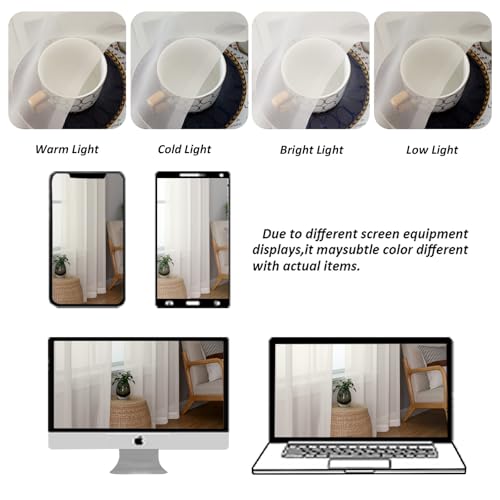 Ivory Sheer Curtains 84 Inches Long - Light Filtering Rod Pocket Panels (2 Pack)