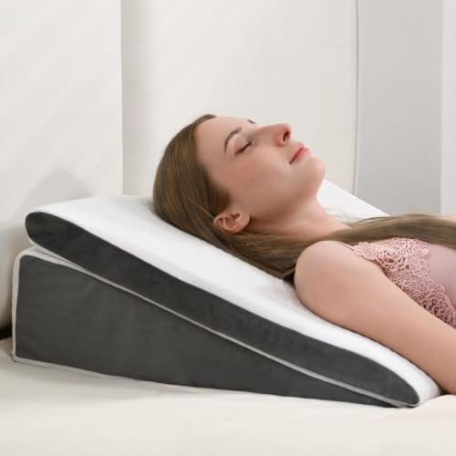 Adjustable Wedge Pillow for Sleep Apnea & Back Pain Relief, 2 Heights