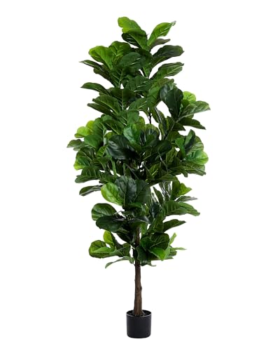 6ft Tall Fiddle Leaf Fig Tree - Lifelike Artificial Plant for Home & Office Decor