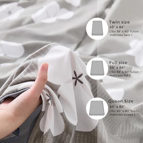 Futon Mattress Cover with Zipper | Anti-Slip Grey Polyester