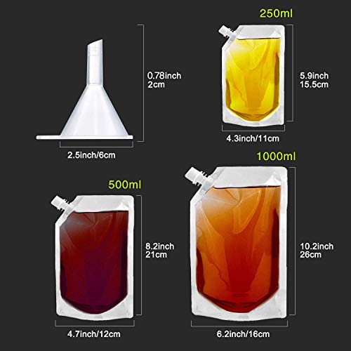 Vignee 10-Piece Cruise Liquor Flask Kit with 32oz, 16oz, 8oz Reusable Plastic Flasks & Funnel