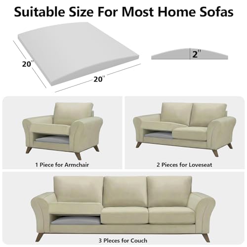Sagging Couch Cushion Support Board - 20"x20" High-Density Foam (Set of 3)