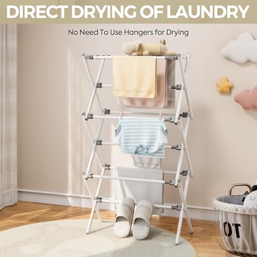 Foldable Clothes Drying Rack, Extendable Laundry Rack, Rust-Resistant