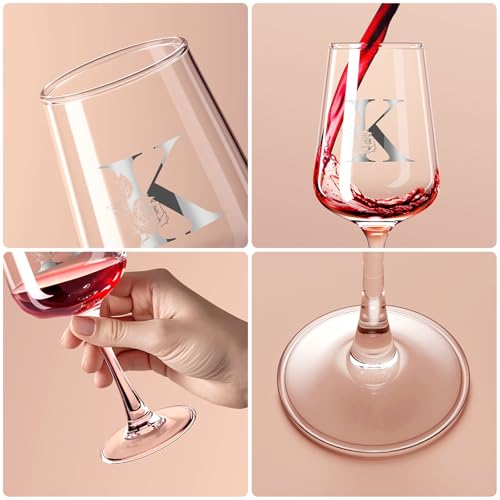Astonlink Personalized Wine Glass for Women Mom Friend - K Variation, 15.5Oz Custom Gift
