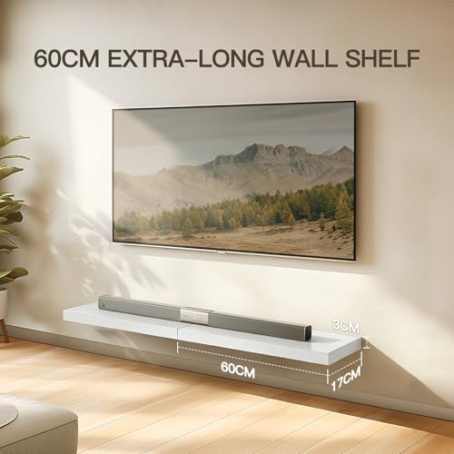 24-Inch Floating Wall Shelves - Matte Black Wood Storage Set of 2