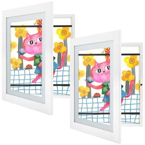 2 Pack Kids Artwork Frames, 10x12.5 Front-Opening Magnetic Display Case