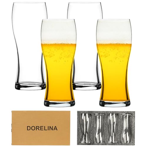 Set of 4 Pint Beer Glasses, 15.5 oz Classic Pilsner Drinking Mugs