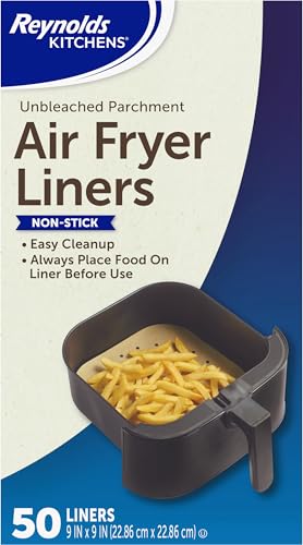 Disposable Air Fryer Liners, Unbleached Parchment Paper Sheets - 50 Count
