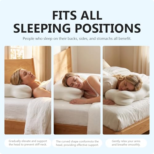 Ergonomic Memory Foam Neck Support Pillow - Adjustable Height, Cooling Cover