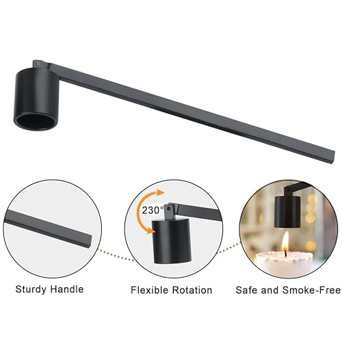 Candle Snuffer Extinguisher with Long Handle - Black Stainless Steel