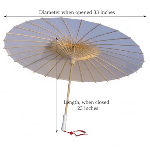 33-Inch Plain Bamboo Parasol Umbrella for Weddings and Photo Props