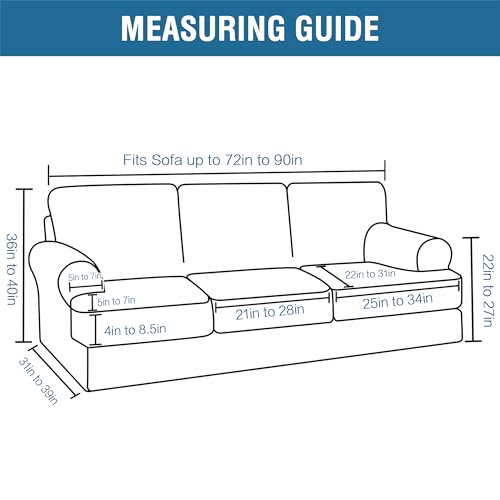 4-Piece T Cushion Sofa Cover Set - Stretch Slipcovers in Ivory