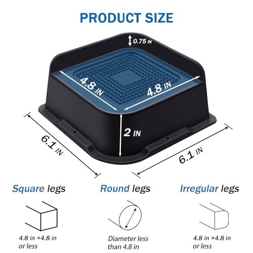 Heavy Duty 2 Inch Bed Risers - 4 Pack Non-Slip Furniture Lifts (5000 lbs)