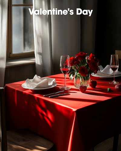Pureegg Red 54 x 108 in Disposable Tablecloths 12 Pack - Waterproof Plastic Rectangle Cover