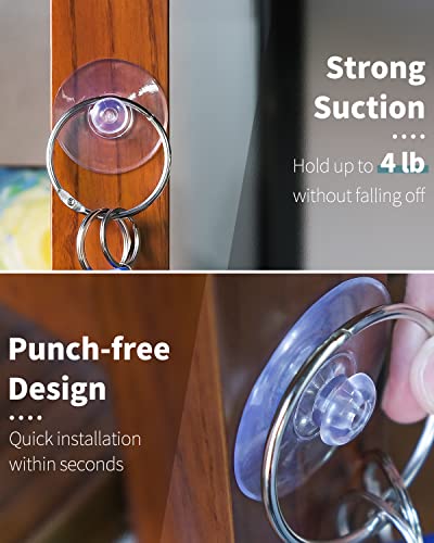 Pawfly 1.8 in 10pcs Suction Cups - Small Transparent Rubber Hooks for Window, Mirror, Kitchen