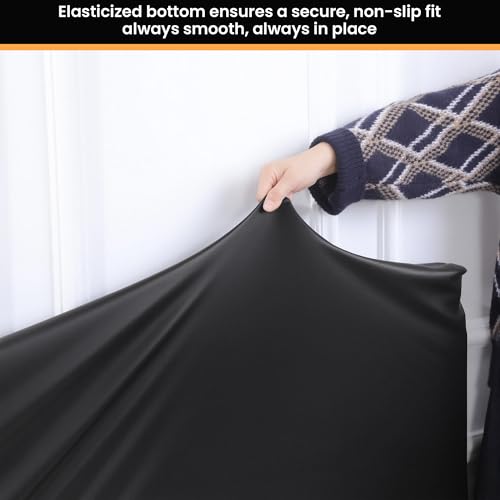 PU Leather Bed Frame & Headboard Cover - Queen Size, Black