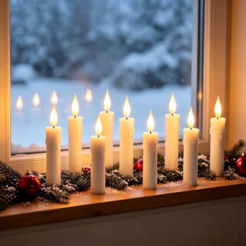 BuyXIU White Rechargeable Flameless Clip-On Christmas Tree Candles with Remote & Timer