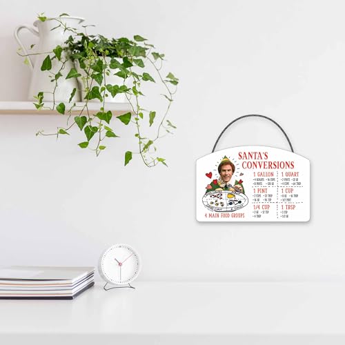 Elf Movie Santa's Conversions Hanging Wood Measuring Sign