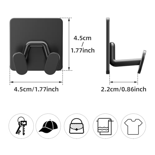 4-Pack Adhesive Shower Hooks, Stainless Steel Double Wall Hooks for Bathroom