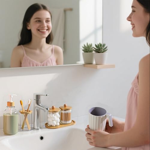 5-Piece Bamboo Bathroom Accessories Set with Tray and Soap Dispenser