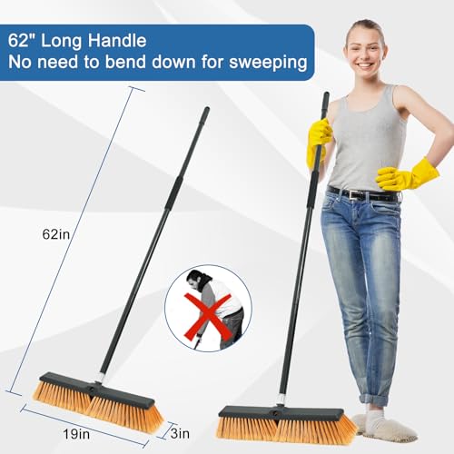 18-Inch Heavy-Duty Outdoor Push Broom with 60-Inch Long Handle