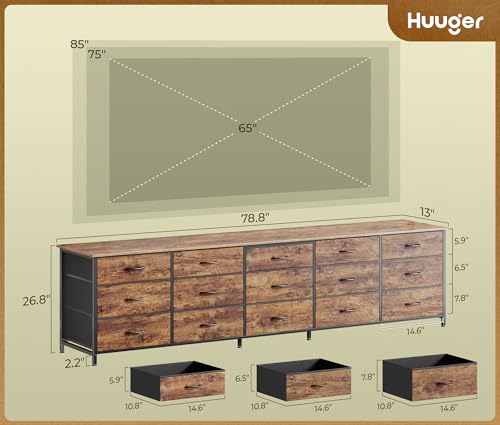 78.7-Inch Extra Long 15-Drawer Dresser and TV Stand for Bedroom