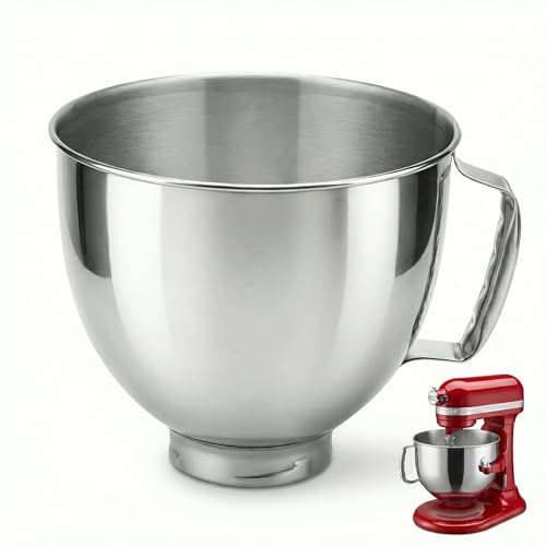 5-Quart Stainless Steel Mixing Bowl with Handle for Tilt-Head Stand Mixers