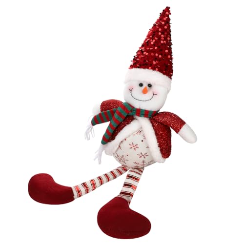 Red Snowman Christmas Stuffed Sitting Santa Reindeer Plush Decoration Gift