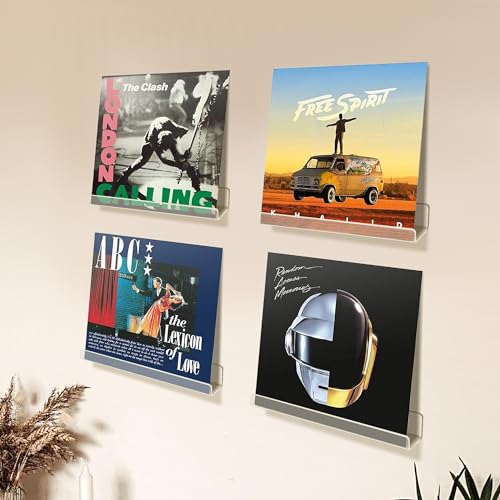 Clear Acrylic Vinyl Record Wall Mount Shelves - 12 Inch Floating Ledges (8 Pack)