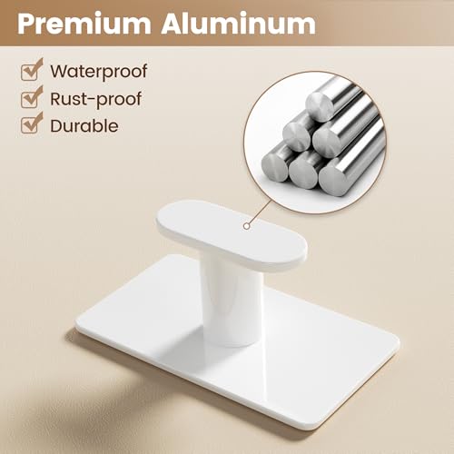 Adhesive Towel Hooks, 20lb Heavy Duty Wall Hangers - White 4 Pack