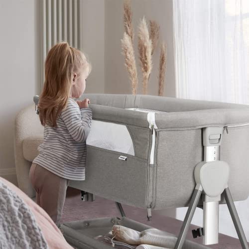 Adjustable Bedside Bassinet Sleeper with Mattress & Storage Basket