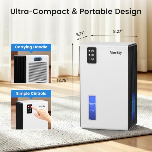 Home Dehumidifier 95oz Water Tank Quiet Small Moisture Absorber