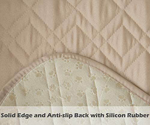 Water-Resistant Quilted Loveseat Slipcover for Pets - 46" Beige