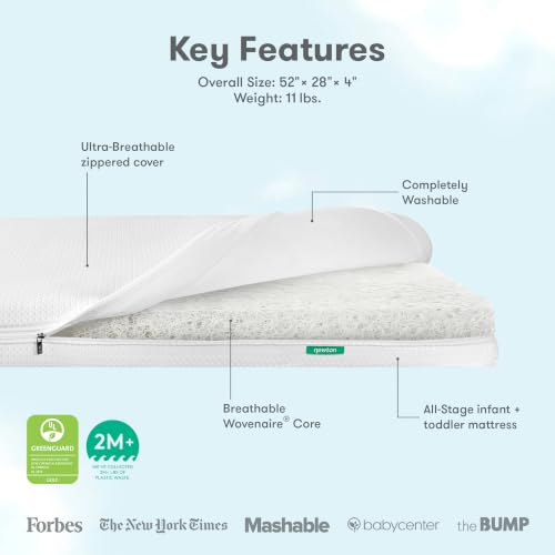 Newton Baby 4-Inch Essential Breathable Washable Crib Mattress - White