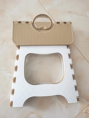 12-Inch Folding Step Stool, Anti-Slip Compact Plastic Stool, 300 lb Capacity