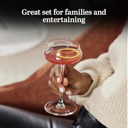 Libbey Signature Stratford 4-Piece Coupe Cocktail Glass Set - Elegant Stemmed Martini Glasses for Weddings & Parties
