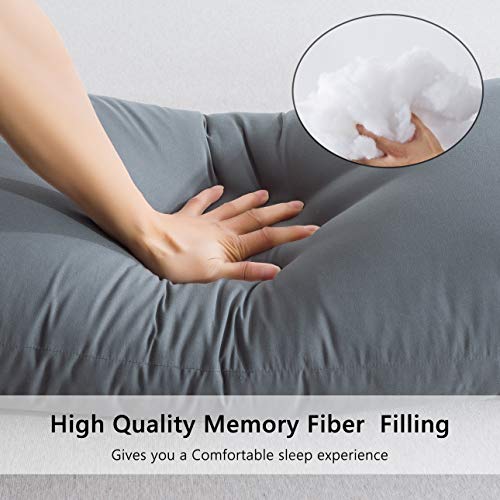 20x54 Inch Soft Grey Body Pillow with Pillowcase - Ergonomic Comfort