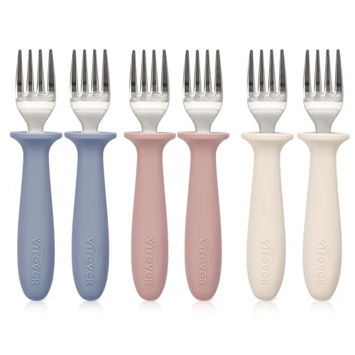 Toddler Forks 6-Piece Set with Silicone Handle Stainless Steel