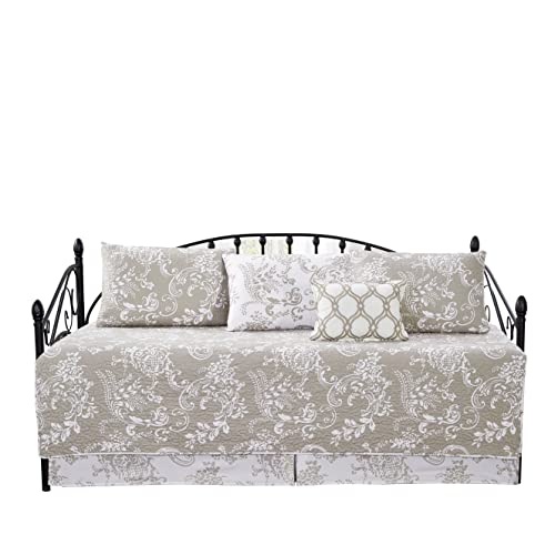 6-Piece Quilted Microfiber Daybed Bedding Cover Set - Taupe White (75" x 39")